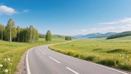 Lonely Road Through Wild Landscape