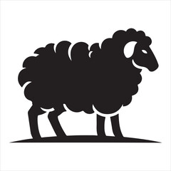 Obraz premium Silhouette vector of a sheep standing on a white background