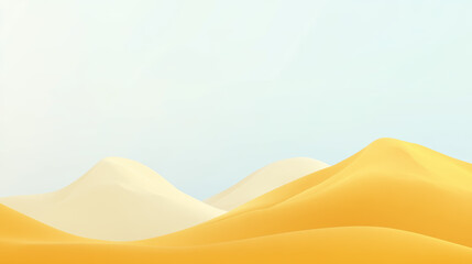 Simple Yellow Sand Dune Beneath Soft Gradient Sky Transitioning from White to Pale Blue – Minimalist Desert Landscape