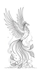 Obraz premium Phoenix sketch illustration in classic ink style