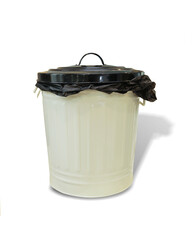 White trash can isolated on white background. This has clipping path.