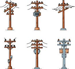 Power Lines and Electricity Infrastructure Illustrations.


