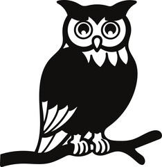 owl vector illustration, owl with tree vector art