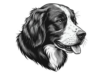 Fototapeta premium Loyal Dog Head Illustration | Border Collie Art | Realistic Pet Portrait Drawing | Farm Animal Clipart | Friendly Canine Sketch | Vintage Design