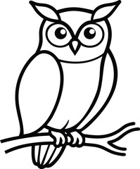 owl vector illustration, owl line art vector