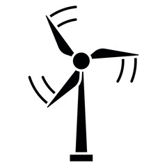 Wind Energy Icon - Flat design icon of a wind turbine symbolizing clean energy.