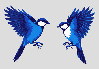Blue Fairy Wren Bird Illustration | Small Songbird Clipart | Colorful Wildlife Art | Nature Feathered Animal Drawing | Cute Forest Bird Design

