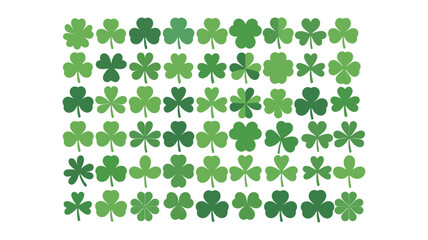 Fototapeta premium Seamless Pattern Of Green Shamrocks and Four Leaf Clovers on A White Background
