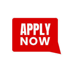 Apply Now Red Speech Bubble Graphic