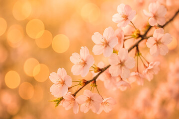 Obraz premium Spring blossom background. Nature scene with blooming tree and sun flare.