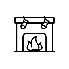 Icon of fireplace with stockings and fire for Christmas and New Year's Eve  
