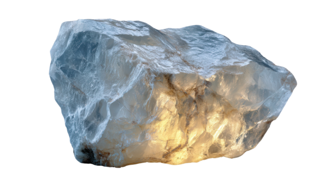 Moonstone white glowing mineral lump background isolated on a Transparent background, PNG file.