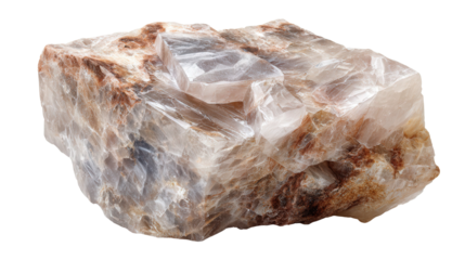 Muscovite mica sheeted mineral lump background isolated on a Transparent background, PNG file.