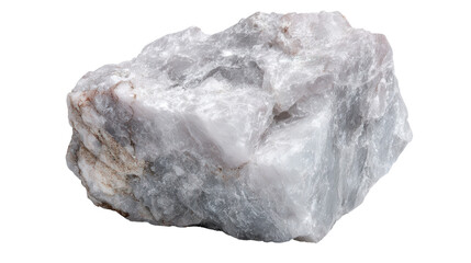 Nepheline light gray mineral lump background isolated on a Transparent background, PNG file.