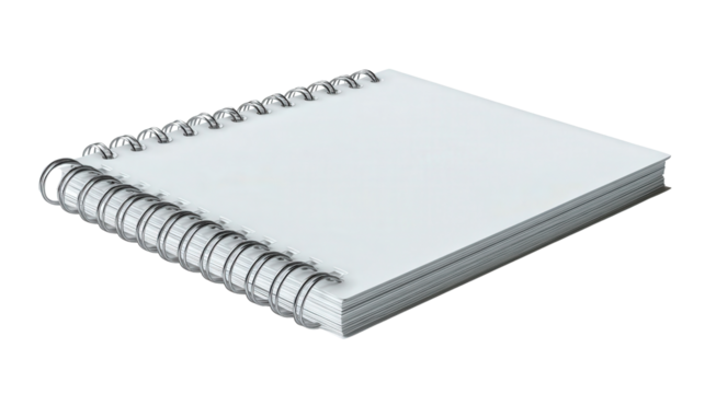 Notepad with spiral binding background isolated on a Transparent background, PNG file.
