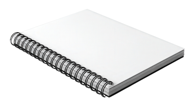 Notepad with spiral binding background isolated on a Transparent background, PNG file.