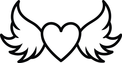 angel wings with hearts icon