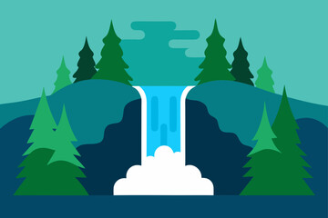 Waterfall Flowing Into A Peaceful Forest Pool