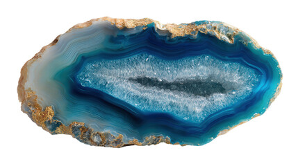 Polished agate slice decor piece background isolated on a Transparent background, PNG file.