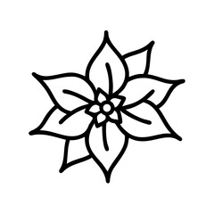 Poinsettia flower illustration in minimalist style for Christmas decoration  