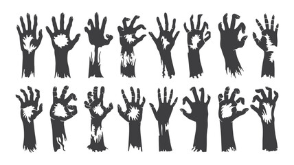 Fototapeta premium Zombie Hands Silhouettes Collection with Transparent Background, Scary and Spooky Design
