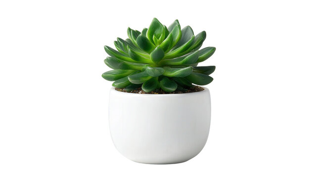 Potted succulent plant in white ceramic pot background isolated on a Transparent background, PNG file.