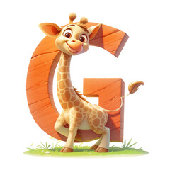 Playful giraffe letter g illustration transparent background fun design for kids whimsical environment