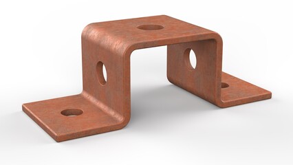 U Shaped Strut Bracket. Isolated. White background. 3D render