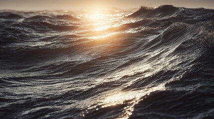 Ocean Surface Abstract Texture With Sun Reflection.