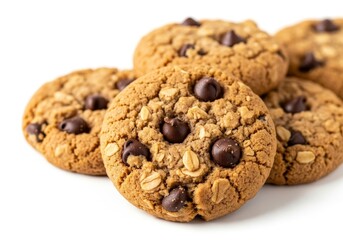 Delicious Oatmeal Chocolate Chip Cookies - Warm, gooey oatmeal chocolate chip cookies, perfect for a sweet treat. Symbolizing comfort, homemade goodness, sweetness, indulgence, and simple pleasures