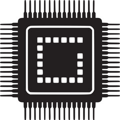 Isolated black and white cpu chip vector illustration for computer hardware and technology design
