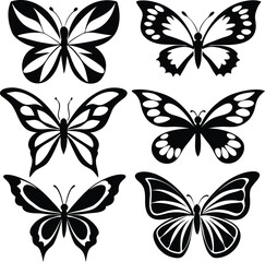 Obraz premium Black Butterfly Silhouette Vector Set – Tribal and Decorative Ink Style Designs