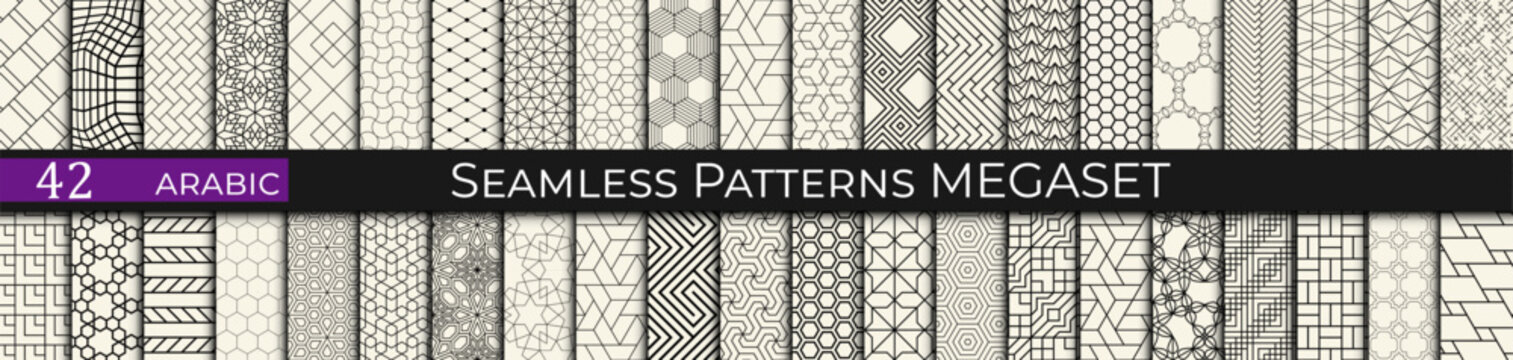 seamless geometric arabic pattern set, islamic background 