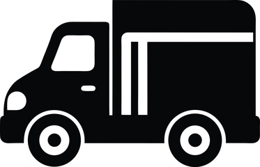 Minimal clean black silhouette icon of a truck on white background