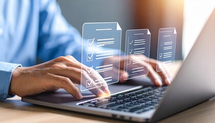 Digital document management on laptop