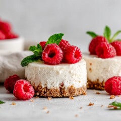 Delicious mini raspberry cheesecakes sweet treat dessert