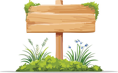 rustic wooden guide board sign board with moss plants, blank weathered signpost, cutout png.hardwood, billboard, board, cut-out, texture, background, clip, direction, guide, panel, post, signpost,