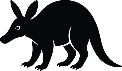 Silhouette aardvark mammal animal wildlife black simple design Vector illustration