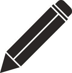 Minimal clean black silhouette icon of a pencil on white background
