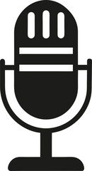 Minimal clean black silhouette icon of a microphone on white background
