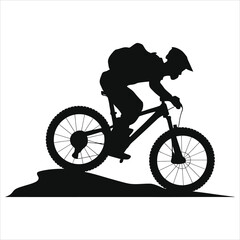 Dynamic Mountain Biker Silhouette - Off-Road Cycling Action