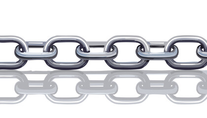 Obraz premium straight steel chain isolated on white transparent background. silver reflective chain. cut out.link, bond, clip, connection, gem, grey, hard, jewellery, metallic, power, reflective, row, safety, 