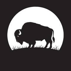 Buffalo silhouette vector image for logo design, bison illustration, nature wildlife graphic art
