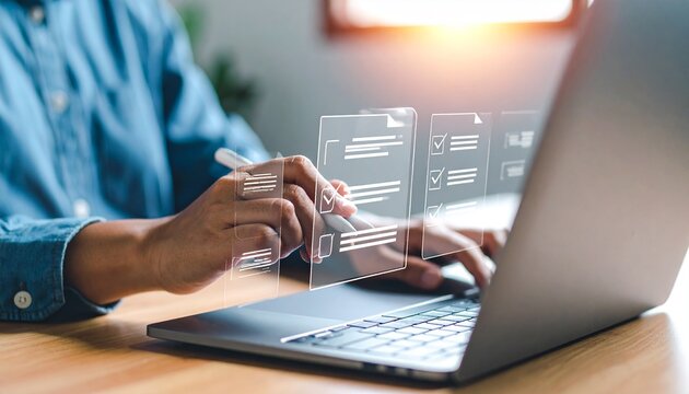 Digital Document Workflow on Laptop