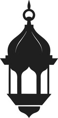 Minimal clean black silhouette icon of Ramadan lantern on white background

