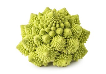 Romanesco Broccoli Vegetable Close Up - Detailed close-up of a vibrant green Romanesco broccoli, showcasing its unique fractal pattern and texture