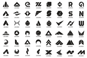 Black and White Modern Shapes Logo's, Tech Logo's, Unique Logo's, Alphabet Logo's.