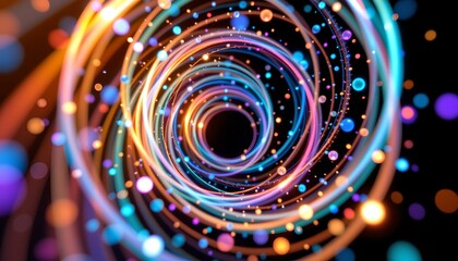 a mesmerizing spiral of vibrant colors against a dark background