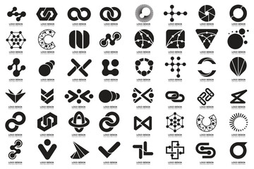 Black and White Modern Shapes Logo's, Tech Logo's, Unique Logo's, Alphabet Logo's.
