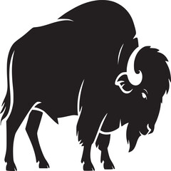 Bison animal silhouette vector illustration, american bison, buffalo wildlife animal, bison drawing art